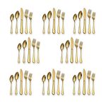 Berglander Flatware Set 40 Piece, Stainless Steel with Titanium Gold Plated, Golden Color Flatware Set, Silverware, Cutlery Set Service for 8 (Shiny Gold)