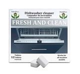 Eco-Friendly Dishwasher Cleaner and Deodorizer, Remove Hard Water Stain, Detergent Buildup and Grease, Keep Your Dishwasher Cleaning, Sanitary and Sparkly, 12-Tablets, 240g, BigbigHouse