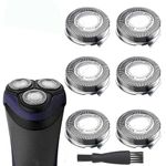 Suleto HQ8 Replacement Heads Compatible with Noreclo Electric Shavers, HQ8 Heads Upgraded Razor Replacement Blades Compatible with Shavers Series PT720 AT880 AT810 7800, 6-Pack& Brush