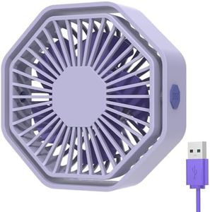 Bigqin Mini USB Fan Desk Fan 3 Speeds 360°Rotation Portable Table Fan Quiet Operation for Home Office Car Outdoor Use,USB Powered ONLY (No Battery),Purple