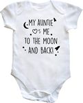 Hippowarehouse My Auntie Loves Me to The Moon and Back Baby Vest Bodysuit (Short Sleeve) Boys Girls White