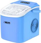 Countertop Ice Maker, 9 Cubes Ready in 6 Mins, 26lbs in 24Hrs, Self-Cleaning Ice Machine with Ice Scoop and Basket, 2 Sizes of Bullet Ice for Home Kitchen Office Bar Party… (Blue)