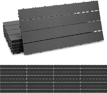 Ikodm Dalles de Terrase en WPC, 30x60cm 30 pièces/5 m² Dalles avec Système de Drainage, Découpables, Système plug-in Facile à poser, pour Terrasse de Balcon Patio Jardin Piscine, Anthracite