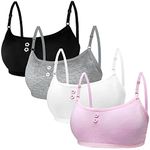 4 Pack Teen Girls Sports Bras Cotton Underwear Adolescente Kids Vest Training Bra Crop Top with Removable Pads for 8-14 Years