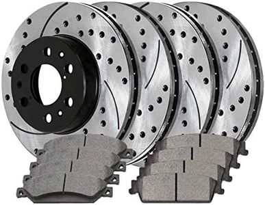 AutoShack Front and Rear Drilled Slotted Brake Kit Rotors Black and Ceramic Pads Set of 4 Replacement for Chevrolet Silverado 1500 Tahoe Suburban 1500 Avalanche GMC Sierra 1500 Yukon V8 SCD1092PR65099