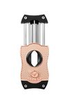 Colibri Premium Diamond V-Cut Cigar Cutter - Ergonomic Stainless Steel Spring-Loaded Blade, Ideal for up to 60+ Ring Gauge - Gift for Cigar Enthusiasts (Rose & Black)