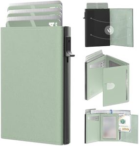 kinswnval Small Wallet for Women: Slim Pop-Up Card Holder with RFID Blocking, ID Window and Cash Slot for Small Bags, Sage Green