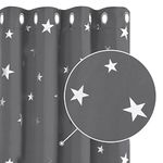 Deconovo Curtains for Bedroom Thermal Insulated Star Curtains Eyelet Blackout Curtains Kids 52 x 63 Inch Grey 2 Panels