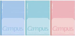 KOKUYO Campus Feels Flat Notebooks, Dot B 6mm Ruled, Semi-B5, 30 Sheets, 35 Lines, Pack of 3, Blue, Green and Pink, Japan Import (NO-FL3CBTX3)