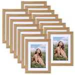 Vasemouh 15 Pack Photo Frames 6x4 with Mat, Versatile Photo Frames 7x5 Without Mat, Natural Wood Colour Picture Frame for Wall or Tabletop Display