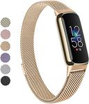 Vanjua Metal Band Compatible with Fitbit Luxe Bands, Stainless Steel Mesh Loop Adjustable Wristband Replacement Strap for Fitbit Luxe/Luxe Special Edition Fitness Tracker Women Men (Rose Gold)