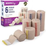 Premium Elastic Bandage Wrap with Self-Closures – 6 Pack (2x5cm, 2x7.5cm, 2x10cm) – Compression Bandage Wraps for Wrists, Elbows, Ankles, Knees, Thighs and Torso - Self Adhesive