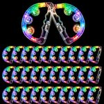 SENONAPO 32 Pack LED Light up Tambourines Musical Flashing Handheld Percussion Instrument Glow in The Dark Party Supplies for Wedding Adults Teenagers Party Favors