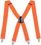 35mm Wide Men's Adjustable Elastic Braces Clip On Trouser Lift Suspenders ac4615 (Fluro Orange)