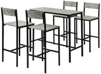 SoBuy OGT14-HG, Bar Set-1 Bar Table and 4 Stools, Home Kitchen Breakfast Bar Set Furniture Dining Set