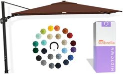Midtown Umbrellas 9x9 Ft Outdoor Cantilever Patio Umbrella w/Sunbrella Aruba - Tilt 360° Rotate Offset Patio Umbrella, Deck Patio Umbrella, Backyard Umbrella & Garden Umbrella - Black Frame