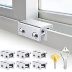 Window Locks for Sliding Windows(6 Sets)-Sliding Window Security Lock with Keys-Window Locks for Up and Down Windows-Easy Installation Without Drilling-Adjustable Aluminum Sliding Door Lock(Silver)