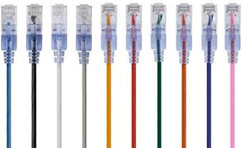 Monoprice 10-Pack SlimRun Cat6A Ethernet Network Patch Cable 10G 1ft 10 Color