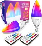 DoRight E14 LED Colour Changing Candle Bulbs, 3W Dimmable Multi Color E14 RGBW Light Remote Control, Memory & Timing Function, 40W Equivalent SES Small Edison Screw, RGB + Warm White 3000K (2-Pack)