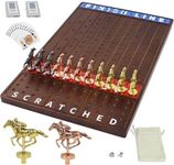 Jyquorp Metal Horse Race Board Game Racing Game Thickened Solid Wood with 11 Luxurious Durable Classic Metal Horses with 4 Dice and 2 Boxes of Cards Horse Racing Game (Walnut,Rectangle)