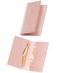 VULKIT Leather Business Card Holder 2 Sided Slim Business Name Card Organizer for Men or Women, Up to hold 20 cards(Rose)