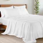 Shilucheng Bamboo_ 6-Piece King Size Bed Sheets Set 1800 Thread Count 16 Inch Deep Pockets Cool Eco Friendly Soft and Comfortable(King,White)
