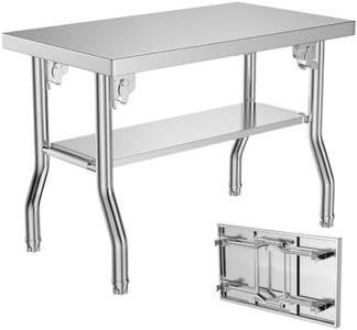 Stainless Steel Folding Table, 48 X 24 Inch Restaurant Tables Double Layer