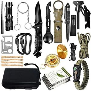 Kit de Supervivencia, Kit de Supervivencia 18 en 1 es la Mejor Herramienta de Supervivencia para los supervivientes Salvajes e Ideal para Las Aventuras de Acampada al Aire Libre