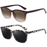 MEETSUN Polarized Sunglasses for Women Men Retro Style Square Sunglasses 100% UV Protection (2Pack Gray Leopard+Brown Clear)