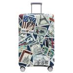 Travelkin Luggage Covers For Suitcase Tsa Approved,Suitcase Cover Protector Fit 18-32 Inch Luggage, Stamp, M(22-25inch suitcase)