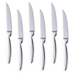 BISDARUN Stainless Steel Serrated Steak Knives Set of 6, Silver Dinner Knives Table Knifes for Cutting Steak Meat Dishwasher Safe, 8.66 Inches (22CM)