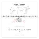 Life Charms Women's Wristband Bracelet - The World is Your Oyster - Heart and Sea Shells Charms