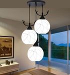 BrightLyt Hanging Lights for Living Room, Pendant Light for Home Decoration, Drawing Room Center Hanging Lamp, Dining Table Ceiling Chandelier, Jhumar (Deer Horns 3 Round Cluster)