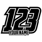 3 x Custom Race Number & Name Stickers - MX Bikes Karts Quads - Classic Style