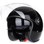 Open Face Motorcycle Helmet DOT Approved Half Casco Fit Men Women ATV Moped Scooter (Medium, Gloss Black)