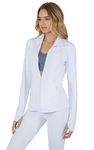 Yogalicious Womens Ultra Soft Lightweight Full Zip Yoga Jacket with Pockets, White Nude Tech, Small