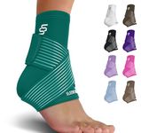 Sleeve Stars Ankle Brace for Sprained Ankle, Plantar Fasciitis Relief Achilles Tendonitis Brace, Ankle Support for Women & Men with Strap, Heel Protector Wrap for Pain & Compression (Single/Turquoise)