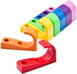 Toughook Heavy Duty Hooks for Hanging Coats, Jackets, Backpacks, Baseball Hats - Wall Mounted Rainbow Color Hangers for Kids, Perfect Hook for Classrooms, Bathroom Robes and Towels | J Hook 7-Pack