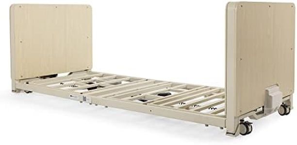 Super Low Full Electric Hospital Bed - Lowest Bed, Goes Down to Floor - 3.9" - 25" Adjustable Height - Pivot Rails Included - Ultra Compact Fold - Home Care Use - Fully Adjustable, Remote