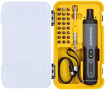 TOUGH MASTER Screwdriver Cordless Electric 3.6V DIY Rechargeable 24 Piece Bit Set, 3 Speed Magnetic Bit Holder, USB Charging Cable with Case in Black & Yellow
