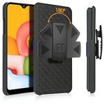 Rome Tech Holster Case with Belt Clip for Samsung Galaxy A01 - Slim Heavy Duty Rugged Phone Cover with Kickstand Compatible with Samsung Galaxy A01 - Black