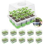 MIXC 10 Packs Seed Starter Tray,120 Cells Seed Tray for Seedling Reusable,Seed Starter Kit with Humidity Dome, Germination Trays Kit for Germination and Growth in Greenhouse,Garden (Green)