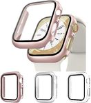 3Pcs for Apple Watch Case 44mm 40mm 45mm 41mm Screen Protector,Hard PC Case with Tempered Glass Screen Protector for Apple Watch Series 9/8/SE/SE 2nd/7/6/5/4,iwatch Protective Face Cover Bumper