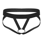 iEFiEL Men's Lingerie Enhancing Strap Underwear O Ring Jockstrap Bikini G-String Thong Black M