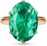 Linawe Turquoise Green Cubic Zirconia Rings for Women, Rose Gold Fake Faux Diamond Chunky Rings, Adjustable Moissanite Birthstone Crystal Rhinestone Prom Costume Jewelry