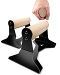 PULLUP & DIP Parallettes - Push Up Handles with Ergonomic Wooden Handles & Heavy-Duty Steel - Non-slip Parallettes Bars for Strength Training and Calisthenics - Press Up Handles for Push Ups