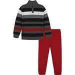 Nautica Boys 2-Piece Quarter Zip Pullover Sweater and Pants Set, Charcoal, 6