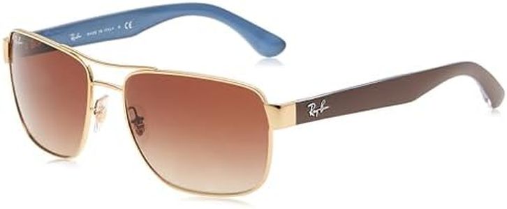 Ray-Ban Men's RB3530 Square Sunglasses, Gold/Brown Gradient Dark Brown, 58 mm + 1