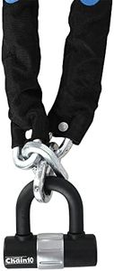 Oxford 10 Square Link Chain with Double Locking Padlock, Black, 1.4 x 10 mm