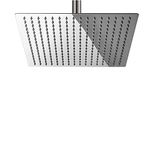 BESy 12 Inch Rain Shower Head, 12" Square Rainfall & High Pressure Stainless Steel Bath Shower Head, 1/16" Ultra Thin, Waterfall Full Body Coverage with Silicone Nozzle, Polished Chrome